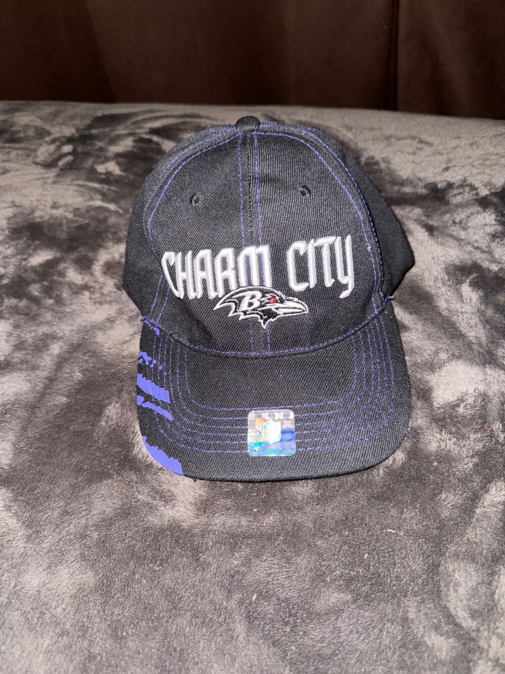 Baltimore Ravens Charm City Large/XL Black Polyester Spandex Baseball Cap